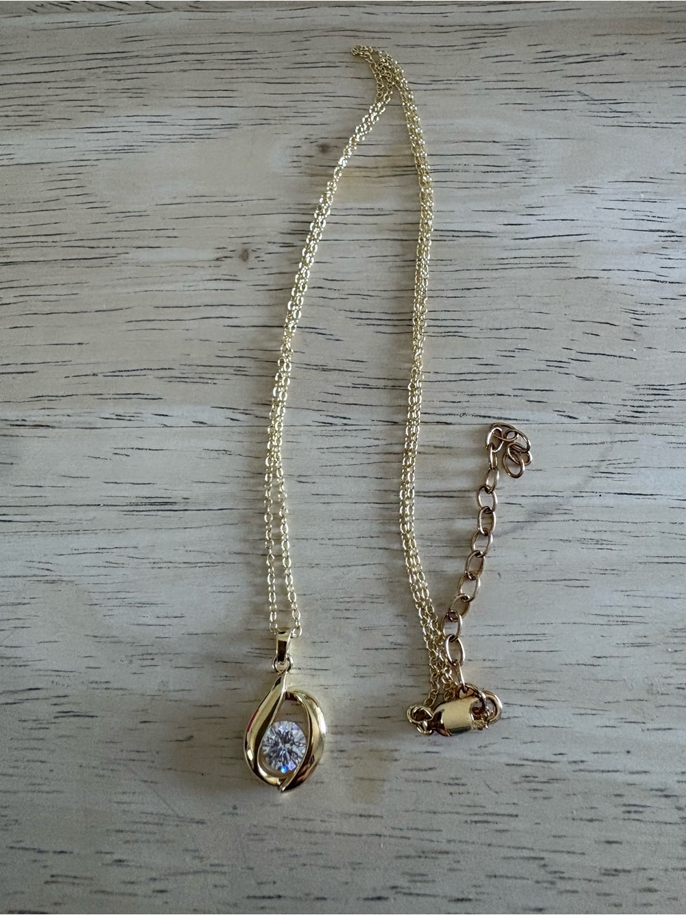 Gold Teardrop Pendant Necklace with Moissanite Stone - Women Jewelry